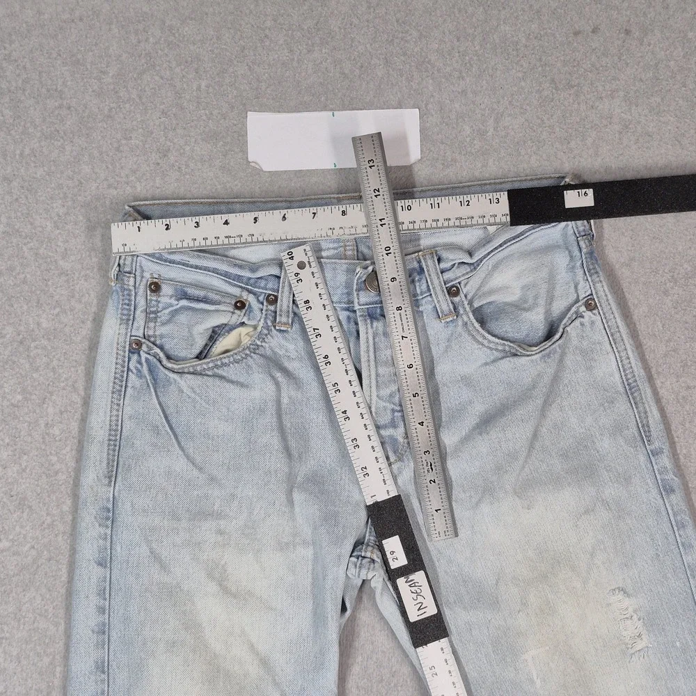 American Eagle Men Jeans 31X30 Light Blue Denim Embroidered Bootcut READ